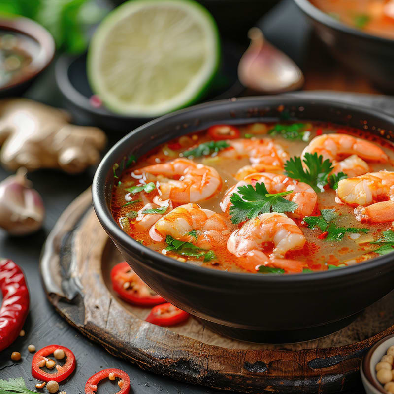 Tom yum suppe i skål