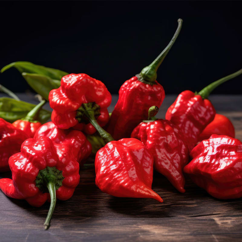 Carolina reaper chilier på bord
