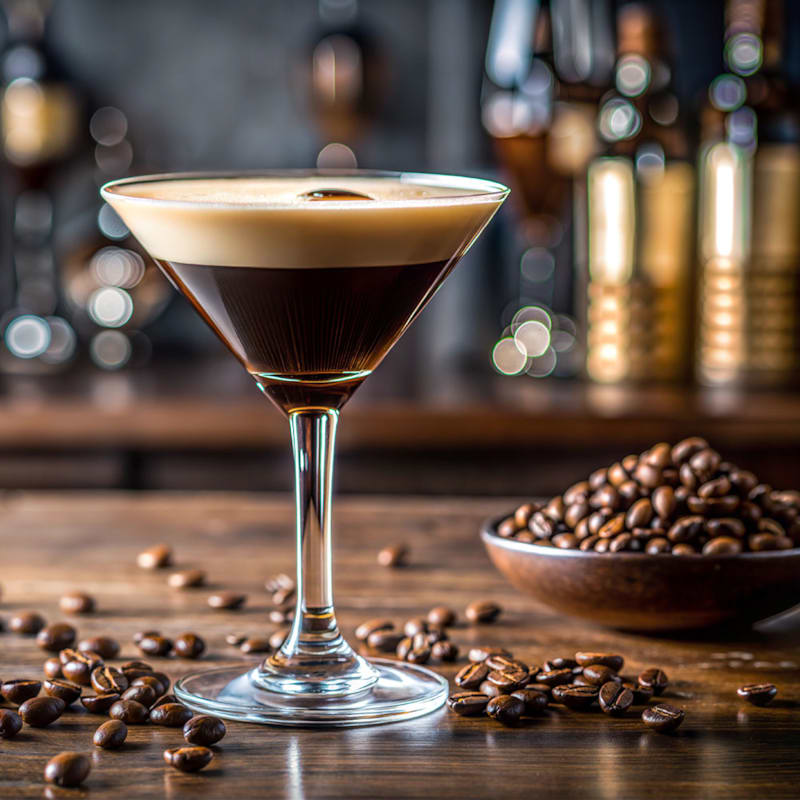 Espresso martini cocktail på bord