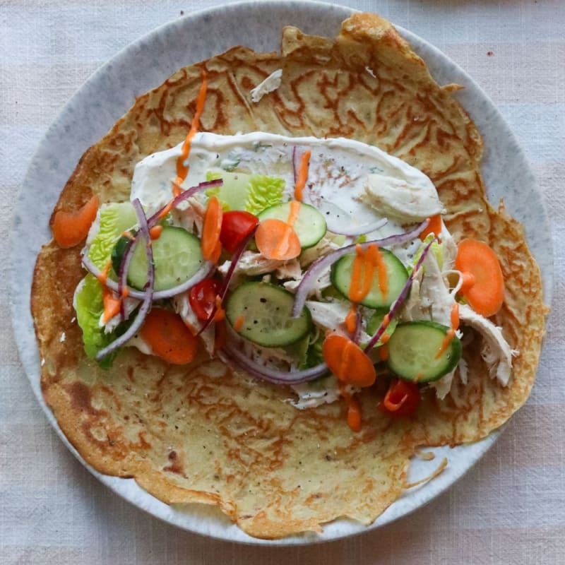 Madpandekager med kylling, grønt og flødeost