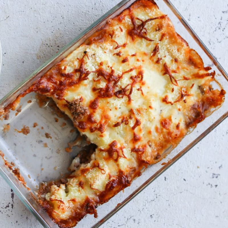Shepherds pie med kødsauce og kartoffelmos