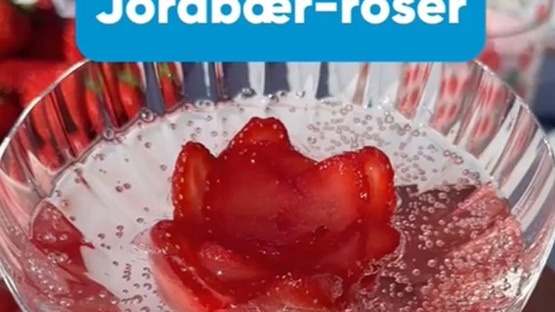Opskrift på fine jordbærroser som pynt i drinks