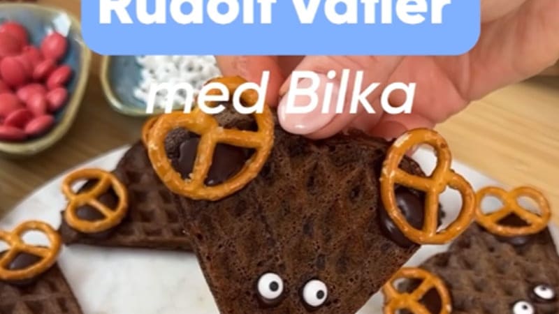 Lav lækre vafler designet som Rudolf med Bilka