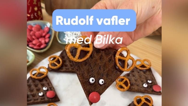 Lav lækre vafler designet som Rudolf med Bilka